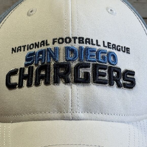 Vintage San Diego Chargers Hat White Light Blue Adjustable NFL Reebok Bolt - Picture 2 of 13